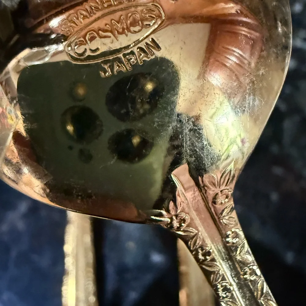 Vintage Cosmos Japan Gold‎ Plated Serving Utensils Spoons Ladle Fork J